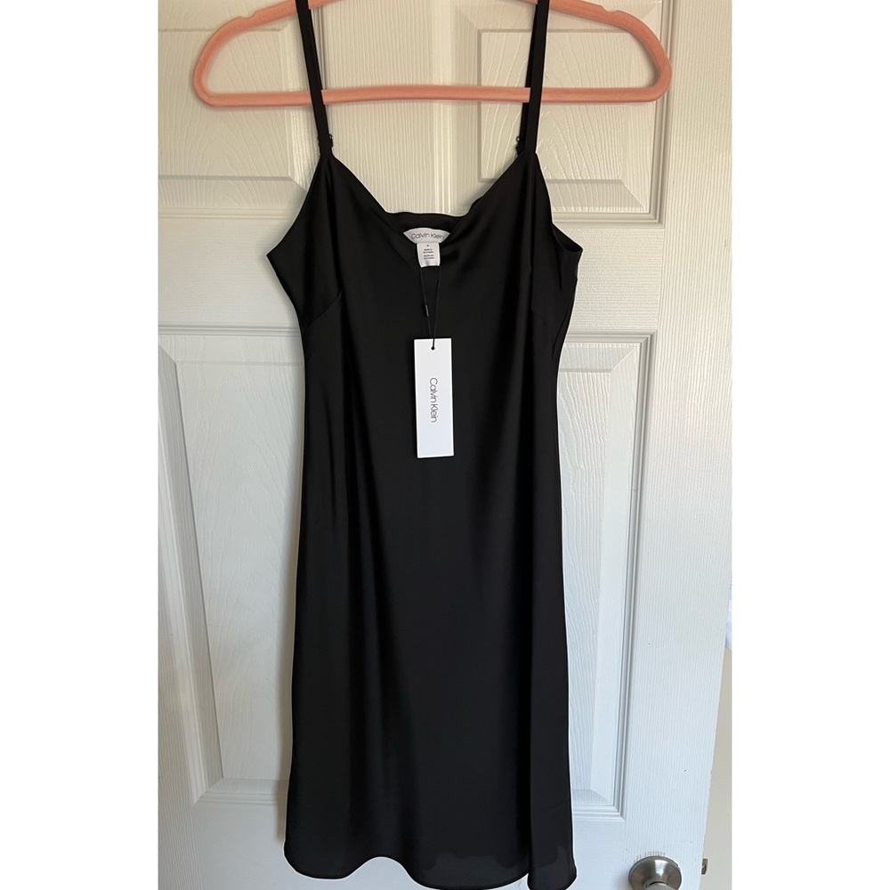 NWT Calvin Klein Strappy Slip Black Dress